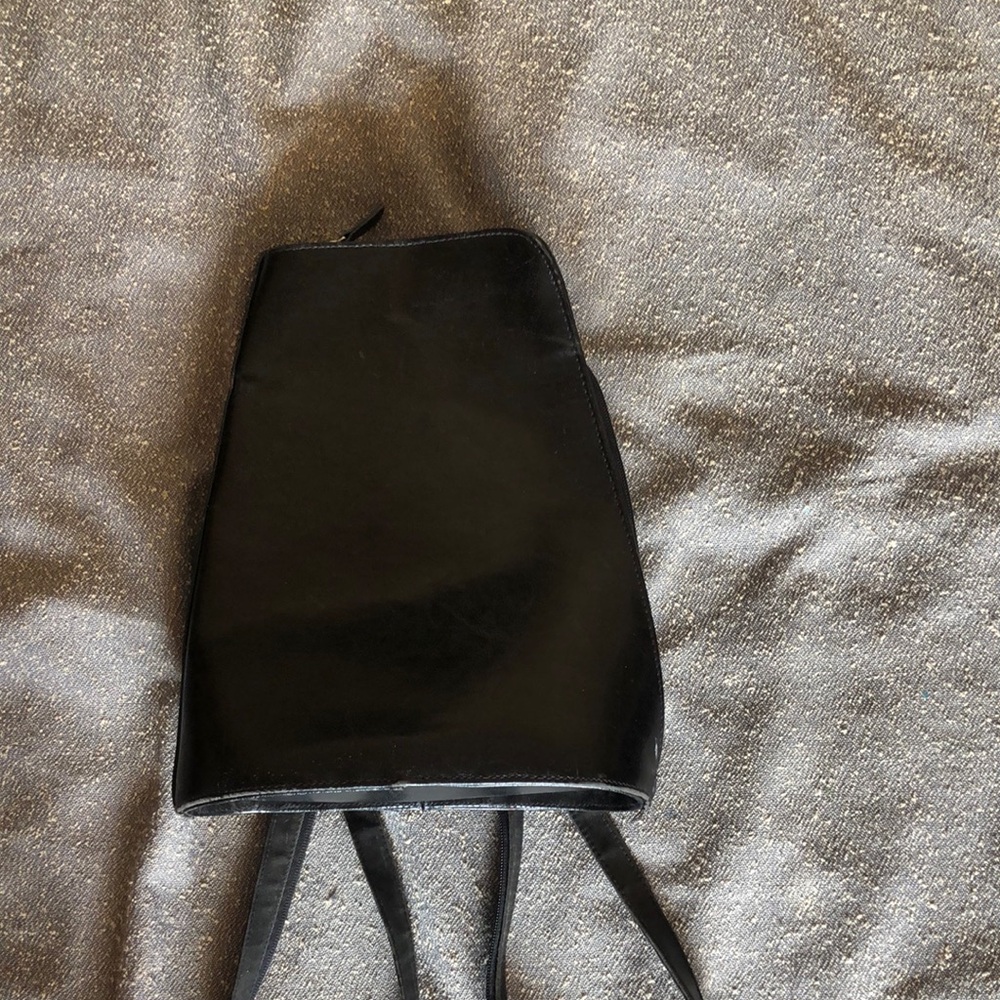Black Leather Women's Backpack